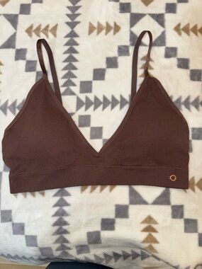 DANSKIN Brown Ribbed Triangle Bralette - Women Intimates